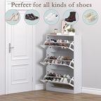 Shoe Cabinet with 3-Flip Mirror Drawers, Freestanding Shoe Rack Organizer with - Image 4