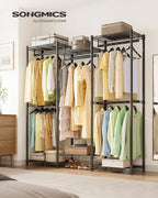 SONGMICS Heavy-Duty Clothes Rack, Garment Rack, Portable Closet, 56.9-Inch Wide - Image 2