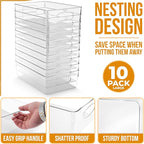 Sorbus Large Clear Plastic Storage Bins, 10 Pack Clear Organizer Bins - Image 2