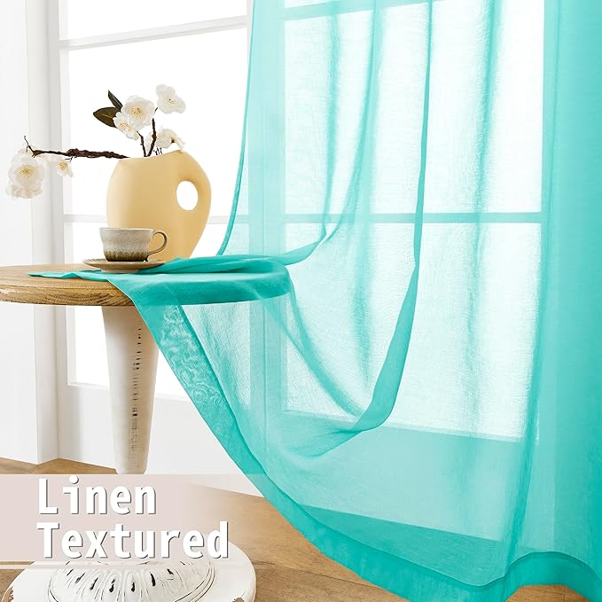Tollpiz Short Sheer Door Curtain Closet Linen Textured Curtain Sheers Doorway - Image 4