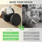 Round Ottoman with Storage Boucle Ottoman Stool with Storage Removable Lid - Image 5