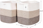 Tall Storage Bins for Clothes Fabric Cotton Rope Storage Baskets - Image 4