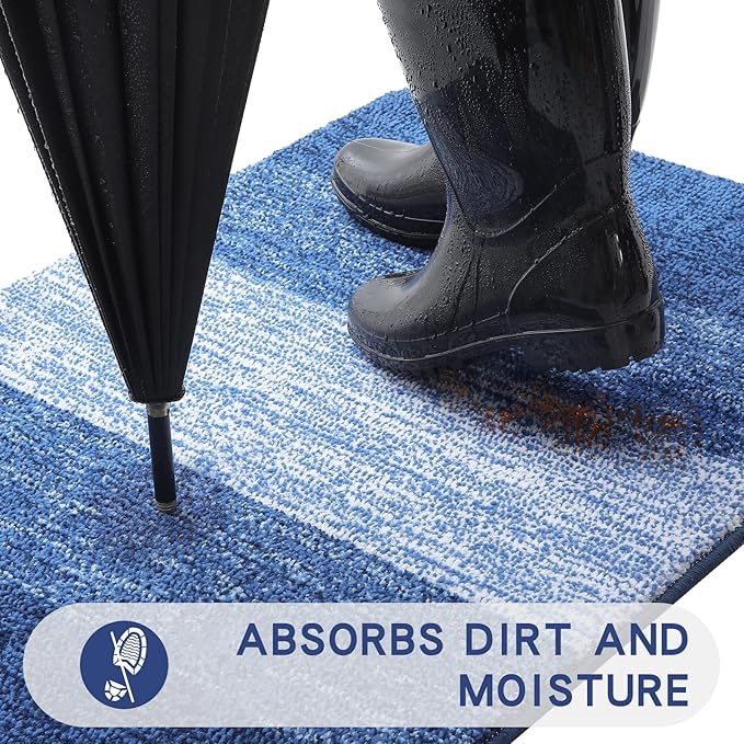 Kitinjoy Indoor Outdoor Door Mat, 48x30 Non-Slip Absorbent Dirt Trapper - Image 2