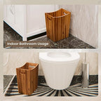 2 Gallon Acacia Wooden Bin, Wastebasket – Small Trash Can, Decorative Bathroom - Image 4