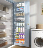 White 12 Inch Wide Narrow Over The Door Pantry Organizer, Pantry Organization - Image 9