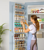 White 12 Inch Wide Narrow Over The Door Pantry Organizer, Pantry Organization - Image 8