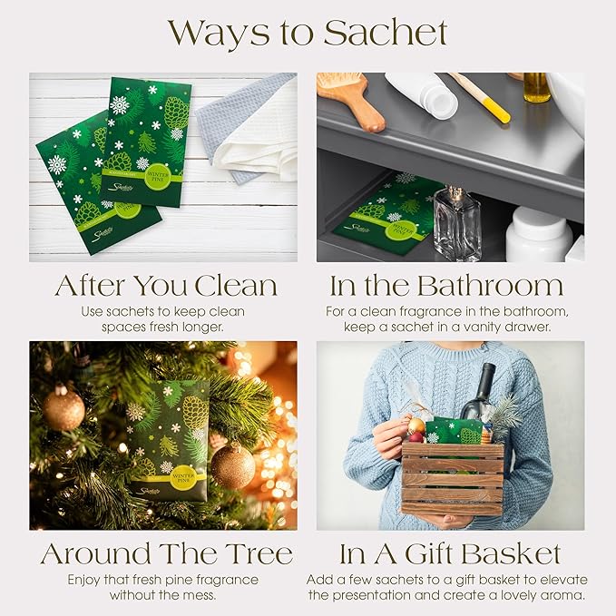 Winter Pine Scented Sachets Pack of 3, Long-Lasting Scented Bags, Home Fragrance - Image 5