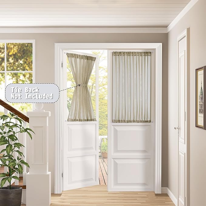 Tollpiz Short Sheer Door Curtain Closet Linen Textured Curtain Sheers Doorway - Image 2