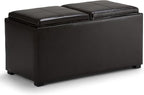 SIMPLIHOME Avalon 35 inch Wide Contemporary Rectangle 5 Pc Storage Ottoman in by SimpliHome