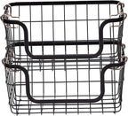 Amazon Basics Stackable Metal Wire Rectangular Storage Basket Set - Image 3