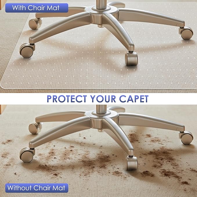 Kuyal Office Chair Mat for Carpet, 2 Pack 46x 60 Clear Heavy Duty Computer - Image 4