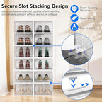 12 Pack X-Large Modular Clear Plastic Stackable Shoe Storage Organizer - Image 3