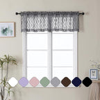 Aiyufeng Grey Valances for Windows, Clip Jacquard Chic Wavy Line Voile Sheer by Aiyufeng