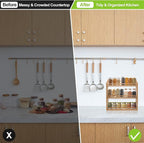 3 Tier Bamboo Spice Rack, Seasoning Jars Rack Shelf Spice Organizer - Image 2