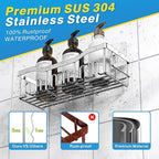 EUDELE 5-Pack Rustproof Stainless Steel Shower Caddy – No Drill Adhesive - Image 5