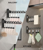Wall Mount Coat Hanger Holder Black Clothes Drying Organizer Rack Garment Hooks - Image 5
