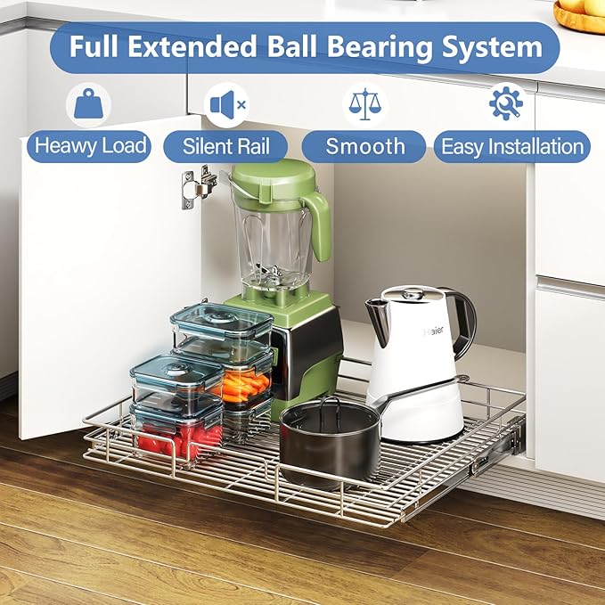 ROOMTEC Pull Out Cabinet Organizer, Cabinet Pull Out Shelves 25½" W x 21½" D - Image 2
