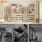 Aheaplus Closet System with 12 Drawers, 8.5-11.5Ft Wood Closet Organizer System - Image 6