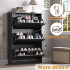 Shoe Cabinet with Odor Control and Back Panels, Deodorizing Slim 3-Flip Shoe - Image 6