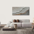 NANKAI Thick Texture Abstract Oil Painting Hand-Painted Beach Wave Landscape - Image 5