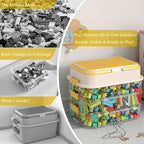 Toy Storage Organizer Box with Handle, Stackable Building Block Toy Box with - Image 4