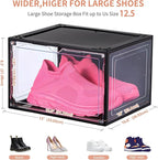 12 Pack Black Shoe Boxes Stackable, Large Shoe Storage Organizer - Image 2