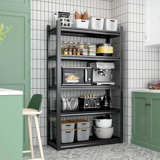 72" H Garage Shelving, Metal Storage Shelves, Adjustable 5 Tier Storage Rack - Image 7