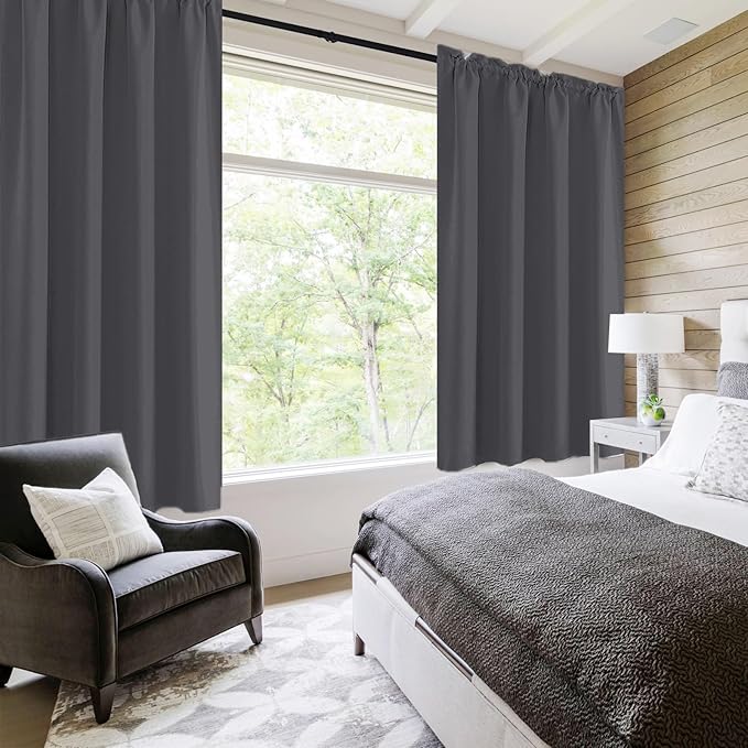 DWCN Blackout Curtains for Bedroom 54 Inch Length 2 Panels Set, Solid Thermal - Image 2