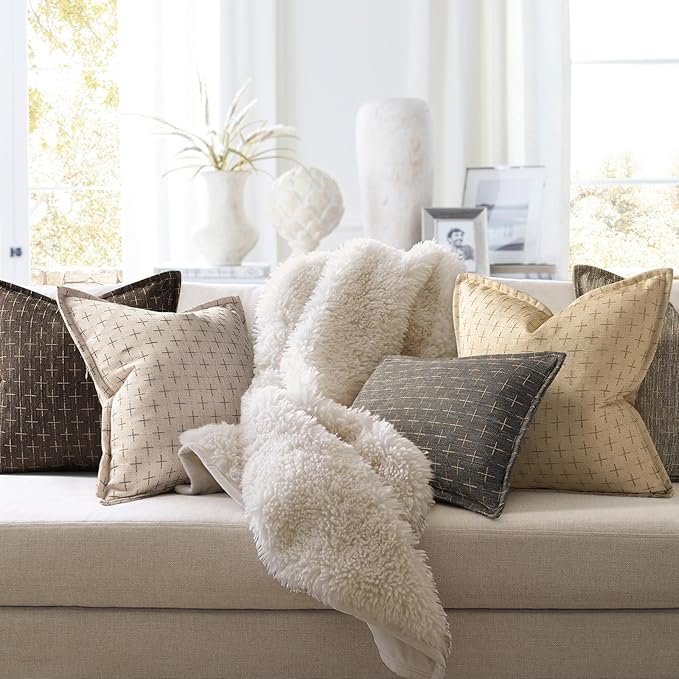 ZWJD Pillow Covers 18x18 Set of 2 Soft Polyester Textured Pillow Covers - Image 6