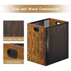 Retro Office Trash Can, Iron and Wood Combination Bedroom Garbage Can, - Image 2