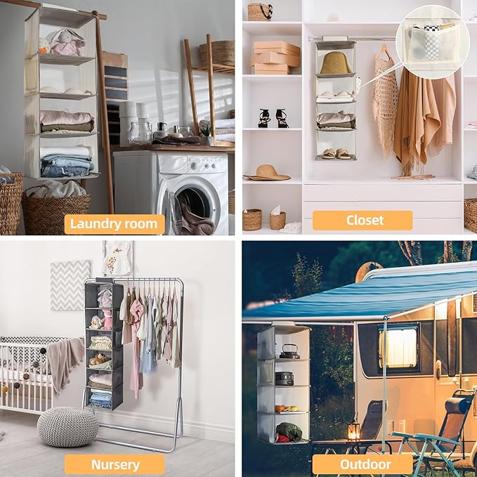 2 Pack Hanging Closet Organizer, 4-Shelf Hanging Shelves - Image 6