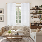 YoungsTex 63 Inch Length White Linen Curtains 2 Panels - Image 2