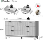 Fluted Dresser with 7 Drawers, Wooden Dresser TV Stand, Wood Closet Clothes - Image 2