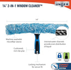 Unger Professional Connect and Clean 2-in-1 Squeegee and Scrubber, 14” Window - Image 6