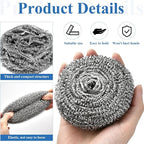 40 Pcs Stainless Steel Scrubber Bulk, Heavy Duty Steel Wool Scrubber 40 Gram - Image 3