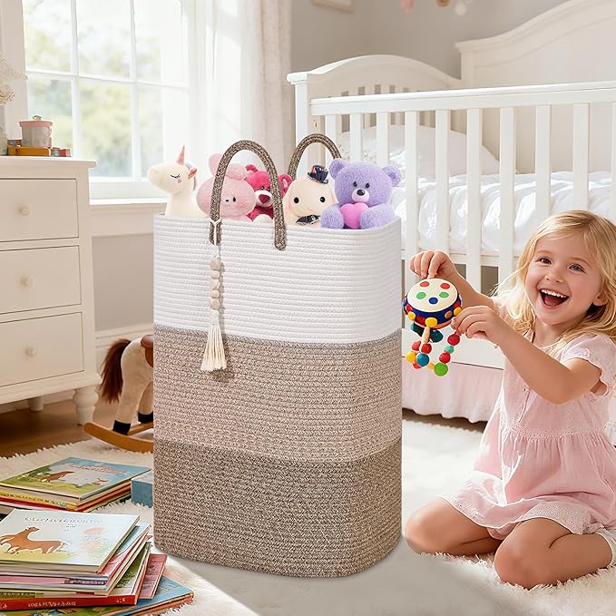 Woven Laundry Basket for Clothes, 100 L Large Rectangle Laundry Hampers - Image 3