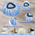 Microfiber Spin Mop Head Replacement 4 Pcs & 2 Chennile Mop Replace & 1 Scrub - Image 6