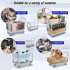 Platform Truck with Cage, 6 in1 Foldable Heavy Duty Steel Flatbed Cart - Image 5