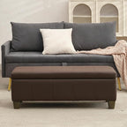 Brown Faux Leather Ottoman - Image 8