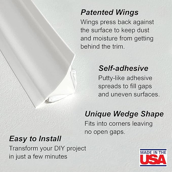 InstaTrim The Original Flexible Trim - 50ft White 3/4" Wide Caulk Tape - - Image 2