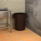 55 Gallon Brown Round Commercial Trash Can - Image 4