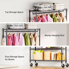 Heavy Duty Rolling Garment Rack 3 Tiers Adjustable Wire Shelving Clothes Rack - Image 4