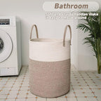 Large Woven Laundry Basket Hamper, 60L Cotton Rope Storage Bin - Image 5