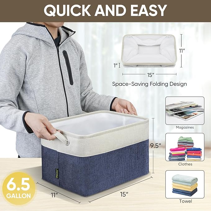 BALEINE 3 Pack Fabric Storage Bins - Image 4