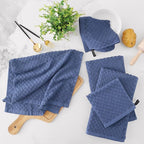 Fintale 100% Cotton Kitchen Towels and Dishcloths Set, 12 x 12 & 15 x 25 Inches - Image 5