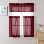 Chyhomenyc Sheer Valances for Windows 2 Pack, 42W x 14L inches Small Window - Image 2