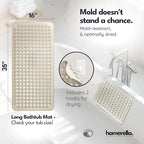homerella® Bathtub Mat Non Slip 35x16, Incl. Hooks - Image 3