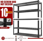 48" W Metal Garage Shelving 5 Tier Storage Shelves Heavy Duty 3030LBS - Image 7