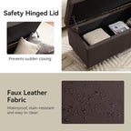 51" Faux Leather Storage Ottoman, Stitch Tufted Rectangle Upholstered End of - Image 5