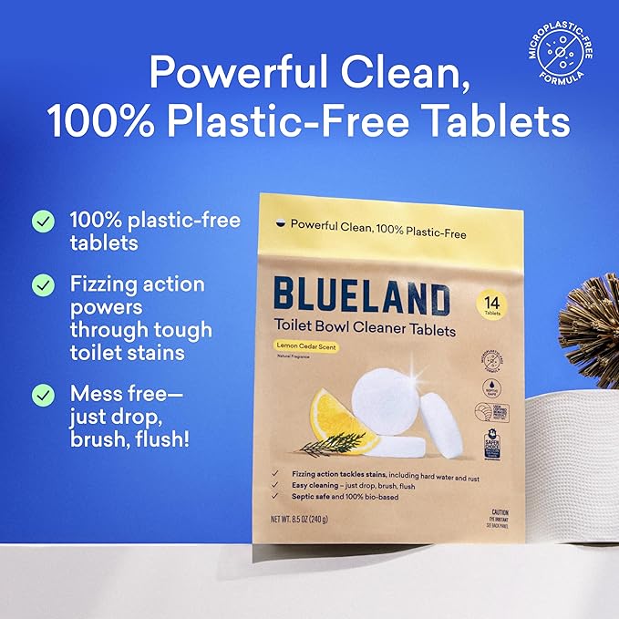 BLUELAND Toilet Bowl Cleaner Tablets, Lemon Cedar, Plastic-Free, No Harsh - Image 2